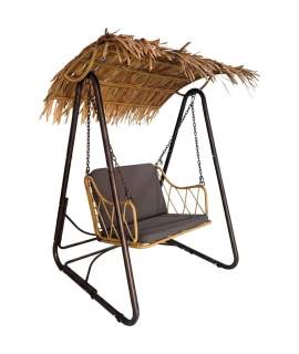 Columpio Jardin Rustico Acero Negro y Ratan Sintetico - Apsey
