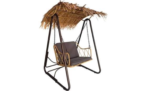 Columpio Jardin Rustico Acero Negro y Ratan Sintetico - Apsey