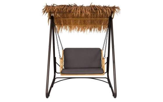 Columpio Jardin Rustico Acero Negro y Ratan Sintetico - Apsey