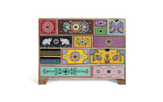 Comoda  14 Cajones Decorados Motivos Orientales Alverit