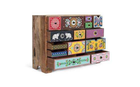 Comoda  14 Cajones Decorados Motivos Orientales Alverit