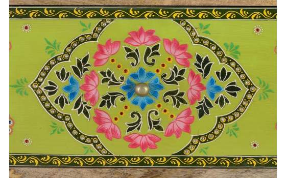 Comoda 14 Cajones Pintada a Mano Motivos Forales Boho