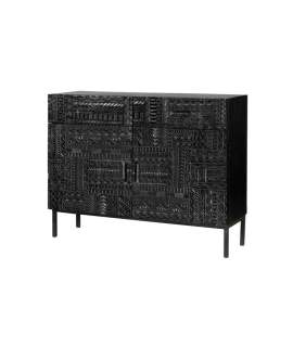 Comoda 2 Puertas 2 Cajones Madera Tallada Jeroglífico