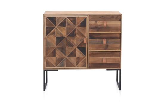 Comoda 3 Cajones 1 Puerta Frontal Tablas Recicladas Aerts