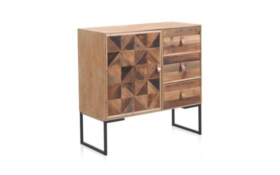 Comoda 3 Cajones 1 Puerta Frontal Tablas Recicladas Aerts