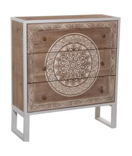 Comoda 3 Cajones Decorados Estilo Oriental Serie Akain