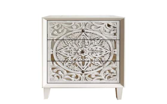 Comoda 3 Cajones Decorados Mandala Espejo Serie Arechar