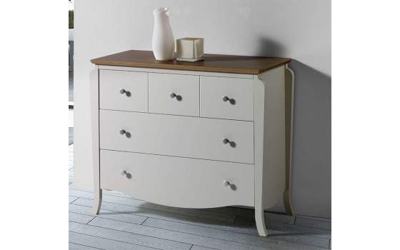 Comoda 3 Cajones Madera Bicolor Serie Dormitorio Praga