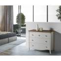 Comoda 3 Cajones Madera Bicolor Serie Dormitorio Praga