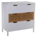 Comoda 3 Cajones Madera Blanca Rattan Serie Alcober