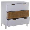 Comoda 3 Cajones Madera Blanca Rattan Serie Alcober