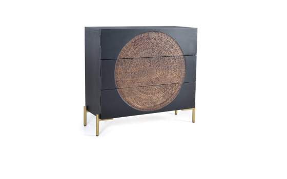 Comoda 3 Cajones Tallados Estilo Oriental Serie Aizola