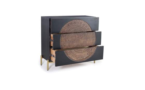 Comoda 3 Cajones Tallados Estilo Oriental Serie Aizola