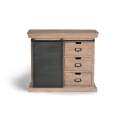 Comoda 4 Cajones 1 Puerta Corredera Madera Acero Serie Darkon