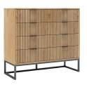 Comoda 4 Cajones Madera Natural Acanalada Serie Anube