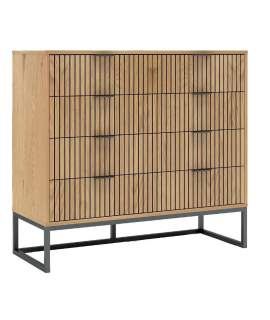 Comoda 4 Cajones Madera Natural Acanalada Serie Anube