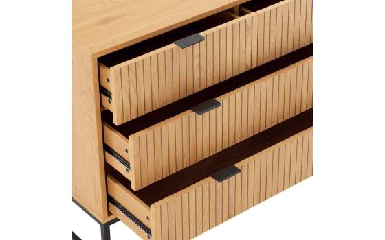 Comoda 4 Cajones Madera Natural Acanalada Serie Anube