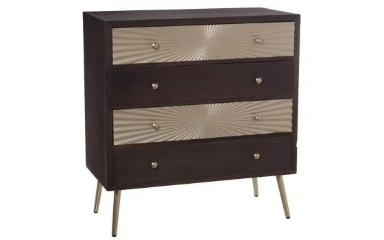 Comoda 4 Cajones Nogal Oro Estilo Actual Serie Ajober