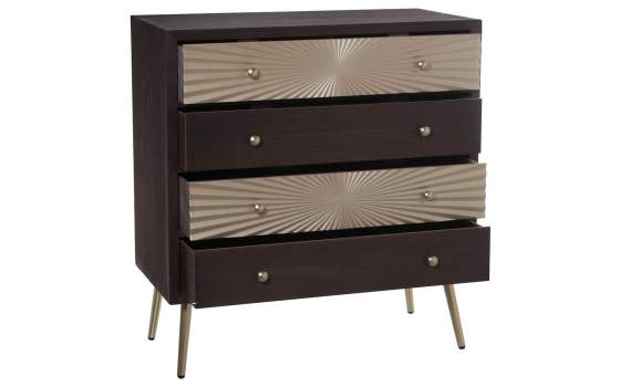 Comoda 4 Cajones Nogal Oro Estilo Actual Serie Ajober