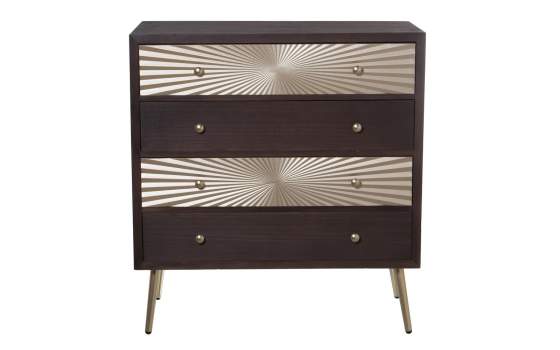 Comoda 4 Cajones Nogal Oro Estilo Actual Serie Ajober