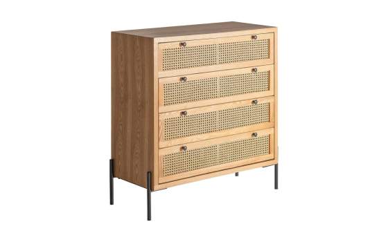 Comoda 4 Cajones Rejilla ratan Contemporaneo Serie Azetel