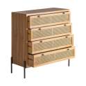 Comoda 4 Cajones Rejilla ratan Contemporaneo Serie Azetel