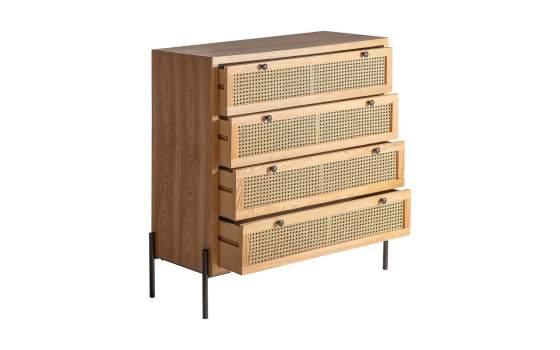 Comoda 4 Cajones Rejilla ratan Contemporaneo Serie Azetel