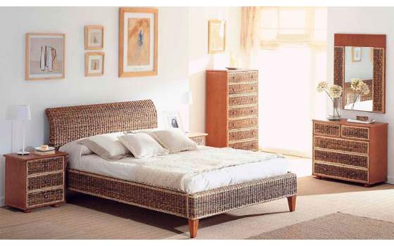 Comoda 5 Cajones Abaca Natural y Madera Serie Argin