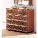 Comoda 5 Cajones Abaca Natural y Madera Serie Argin