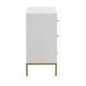 Comoda 6 Cajones Decorados Patas Oro Estilo Actual Gold White
