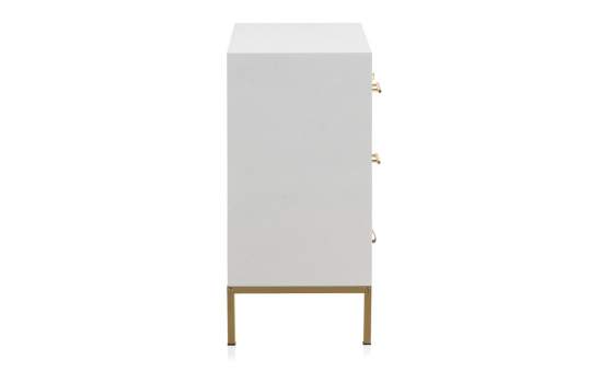 Comoda 6 Cajones Decorados Patas Oro Estilo Actual Gold White