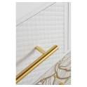 Comoda 6 Cajones Decorados Patas Oro Estilo Actual Gold White