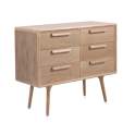 Comoda 6 Cajones Estilo Actual Acabado Natural Serie Asret