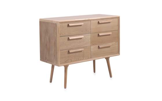 Comoda 6 Cajones Estilo Actual Acabado Natural Serie Asret