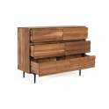 Comoda 6 Cajones Madera Acacia Ondulada Serie Alicock
