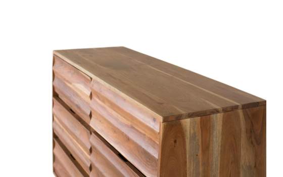 Comoda 6 Cajones Madera Acacia Ondulada Serie Alicock
