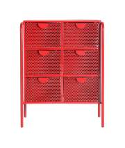 Comoda 6 Cajones Metalicos Rojos Estilo Industrial Serie Arvert