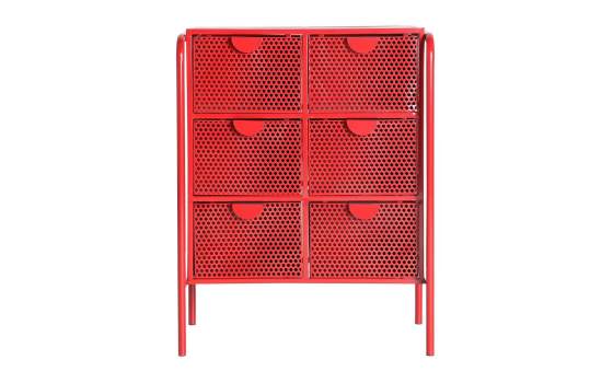 Comoda 6 Cajones Metalicos Rojos Estilo Industrial Serie Arvert
