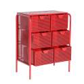 Comoda 6 Cajones Metalicos Rojos Estilo Industrial Serie Arvert