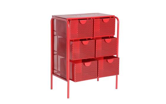Comoda 6 Cajones Metalicos Rojos Estilo Industrial Serie Arvert