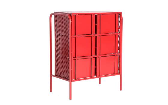 Comoda 6 Cajones Metalicos Rojos Estilo Industrial Serie Arvert