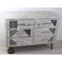 Comoda 6 Cajones Rusticos Blanca Decoracion Metal Plata Atrada