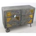 Comoda 6 Cajones Rusticos Decoracion Metal Oro Serie Atrada