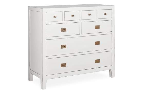 Comoda 8 Cajones Colonial en Blanco Serie Everest