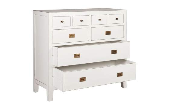 Comoda 8 Cajones Colonial en Blanco Serie Everest