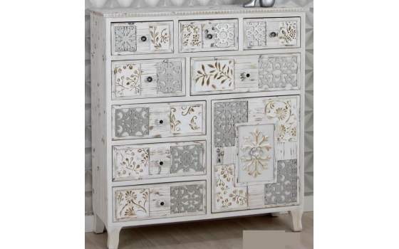 Comoda 8 Cajones y 1 Puerta Blanco Decape Angaran