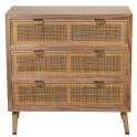 Comoda Actual Madera y Rejilla Rattan 3 Cajones Serie Sedir