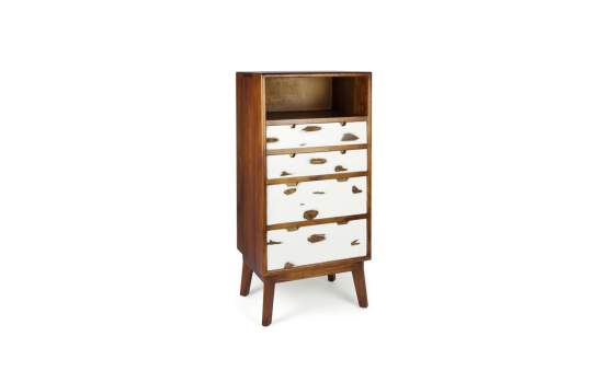 Comoda Alta 4 Cajones Bicolor Estilo Colonial Serie Nordik