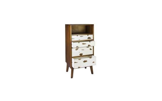 Comoda Alta 4 Cajones Bicolor Estilo Colonial Serie Nordik