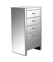 Comoda Alta 5 Cajones de Espejos Estilo Moderno Serie Akejan